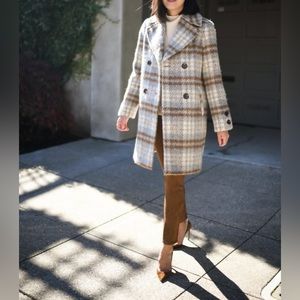 Sam Edelman Plaid Double-Breasted Coat sz Medium
